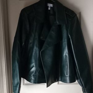 Gorgeous dark green faux leather jacket